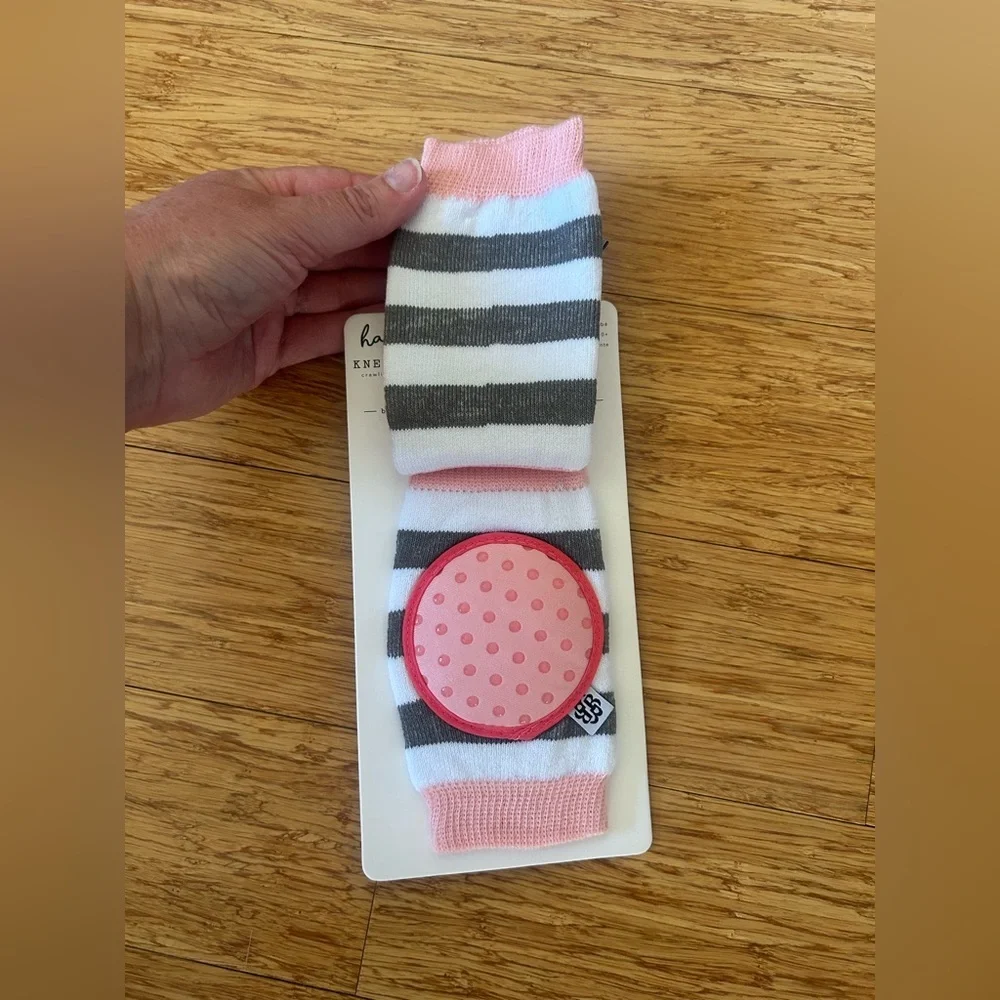 NWT Bella Tunno Pink & White Striped Baby Knee Pads- One Size